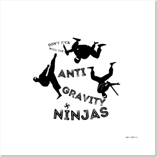 Anti Gravity Ninjas (White Over Black) By Abby Anime(c) Posters and Art